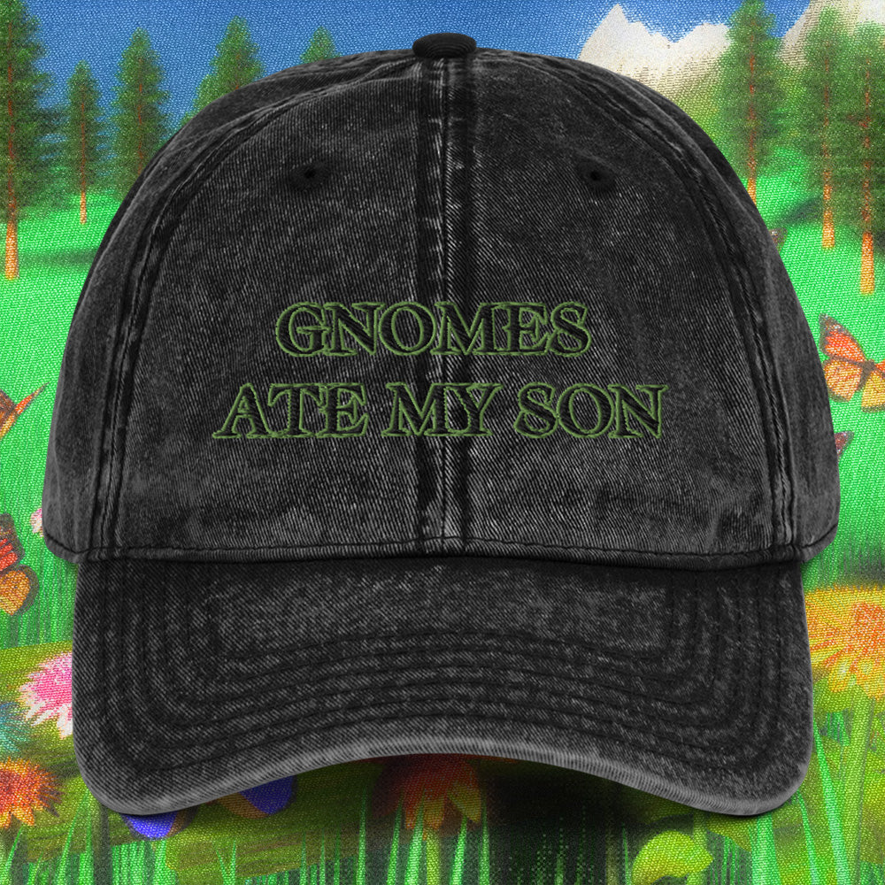 A hat with a design.