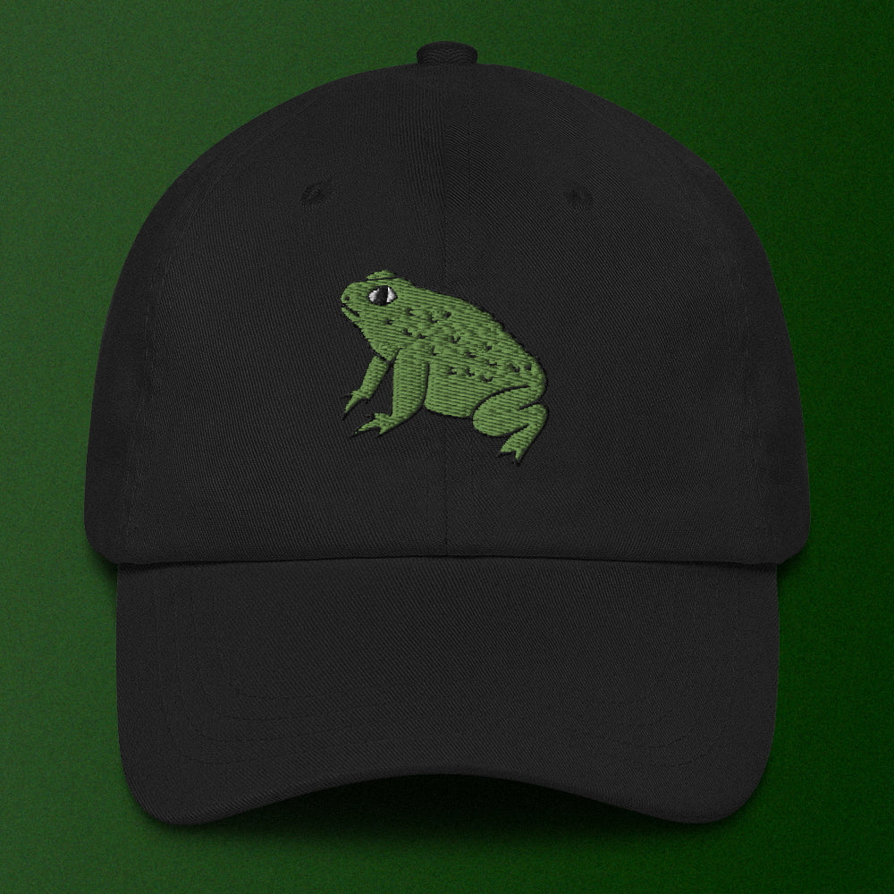 A hat with a design.