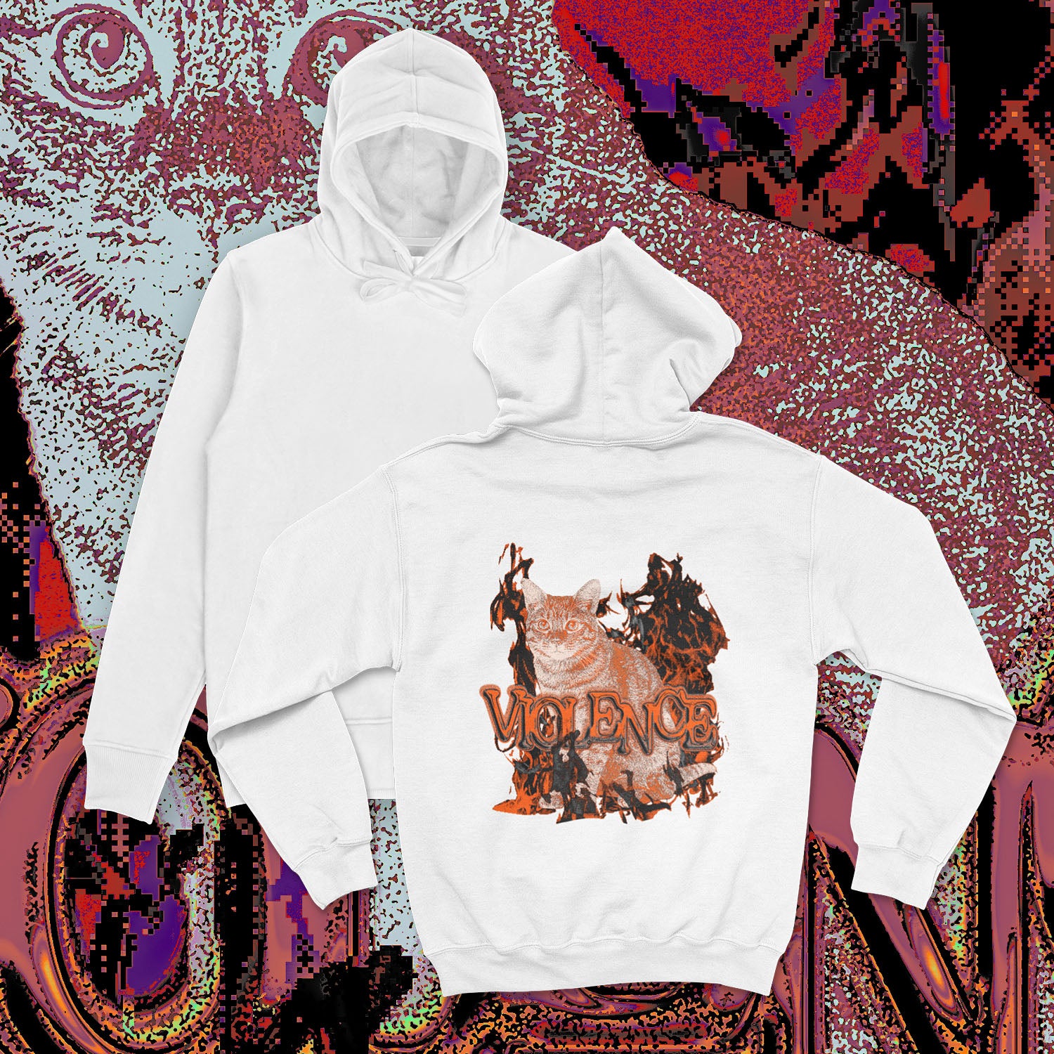 A hoodie with a design.