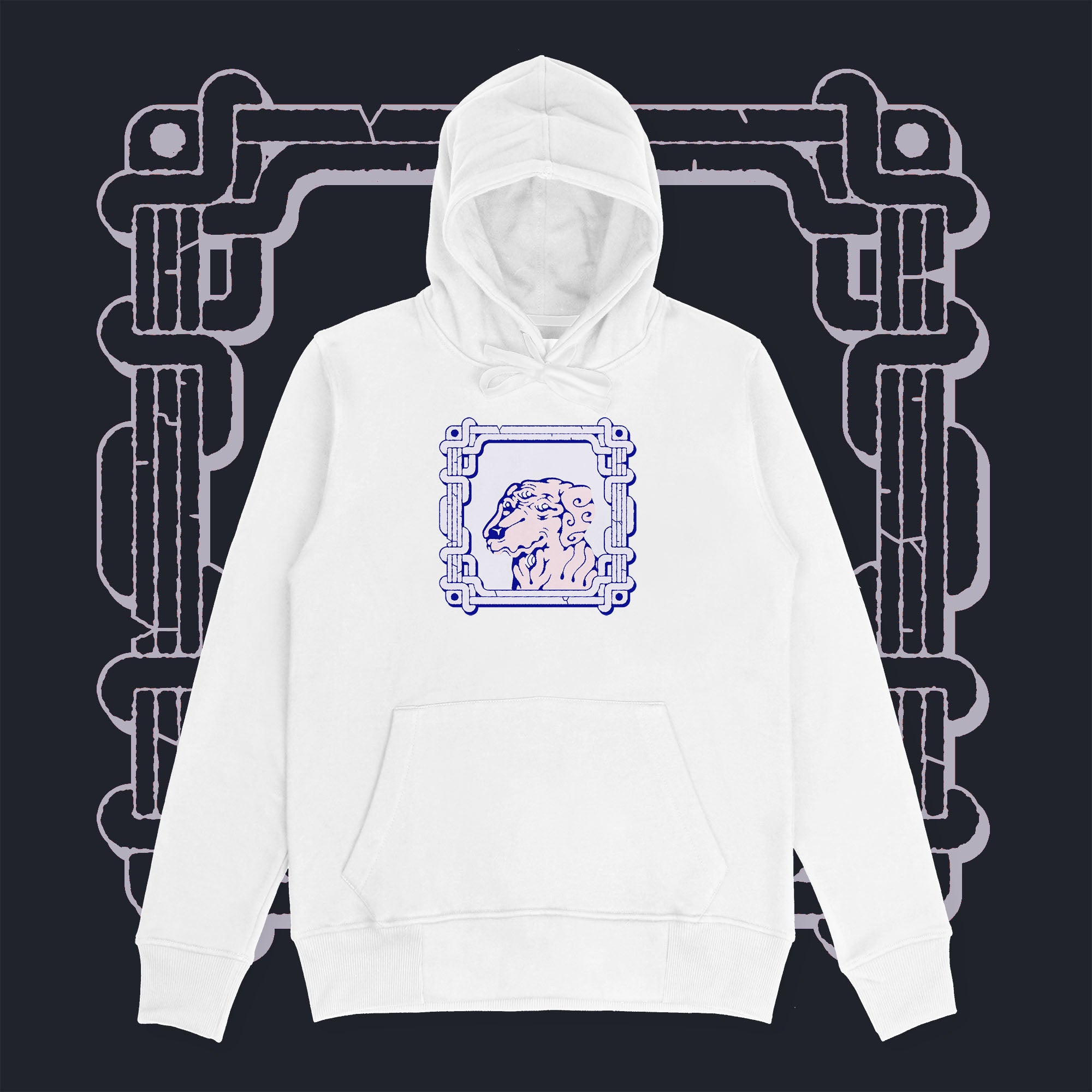 A hoodie with a design.