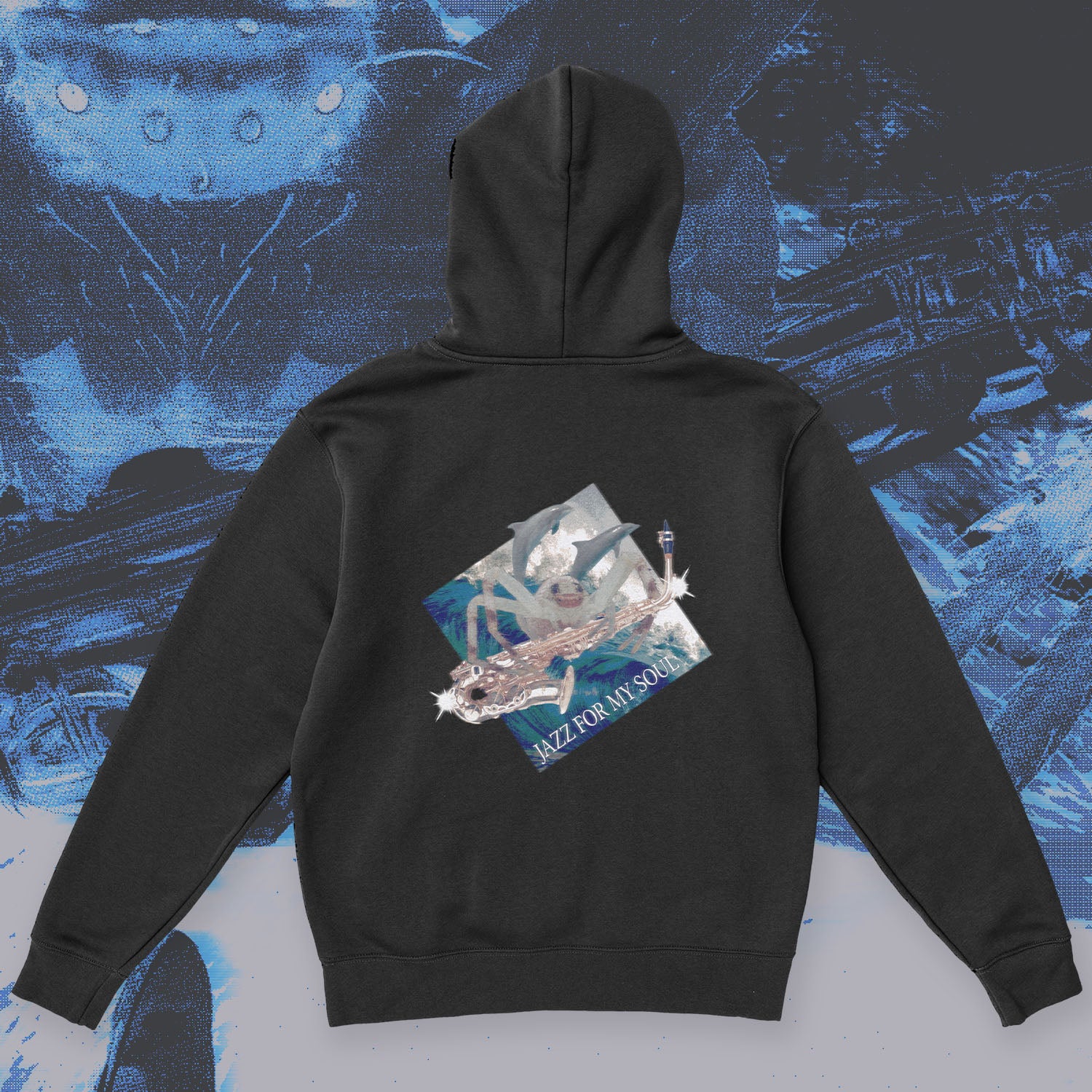 A hoodie with a design.