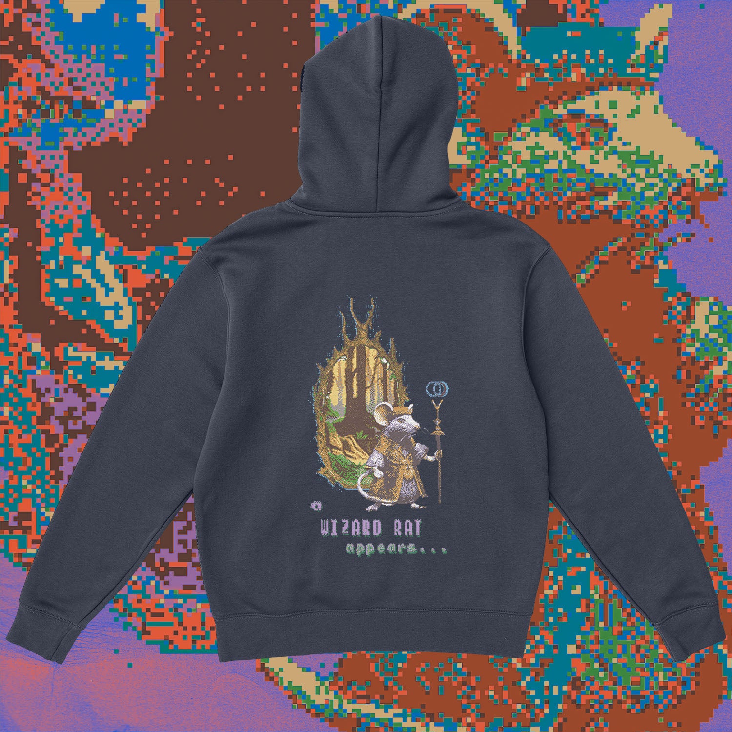 A hoodie with a design.