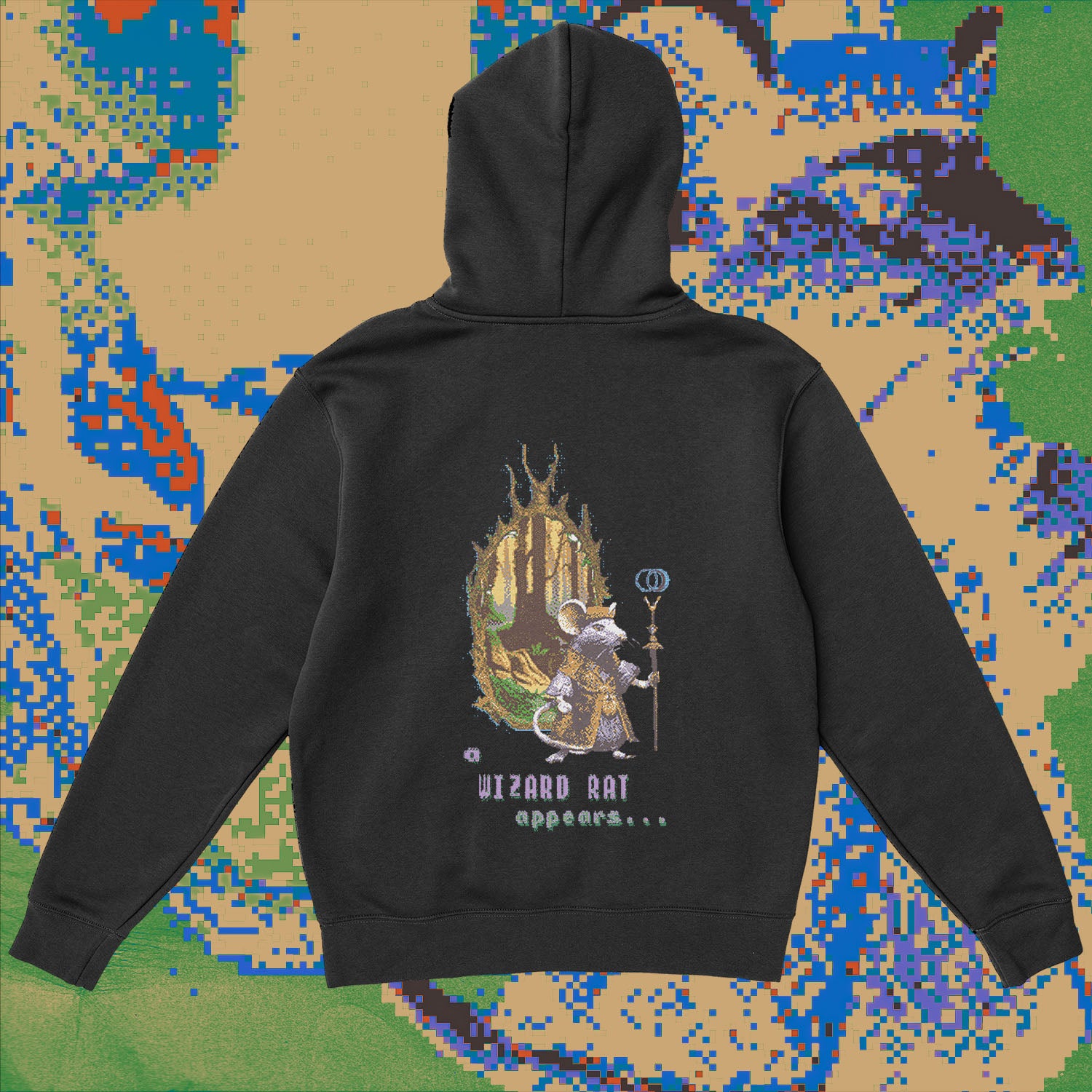 A hoodie with a design.