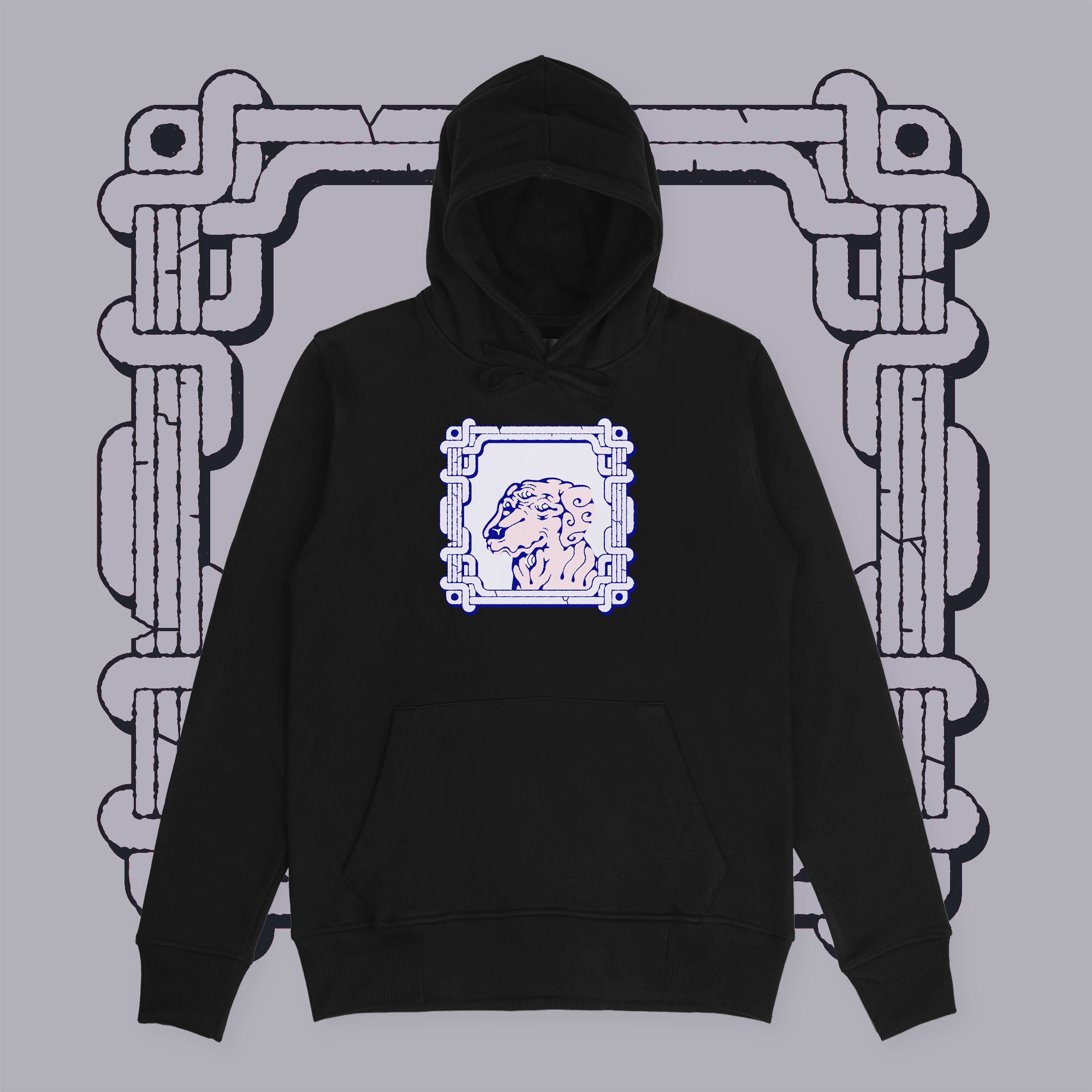 A hoodie with a design.