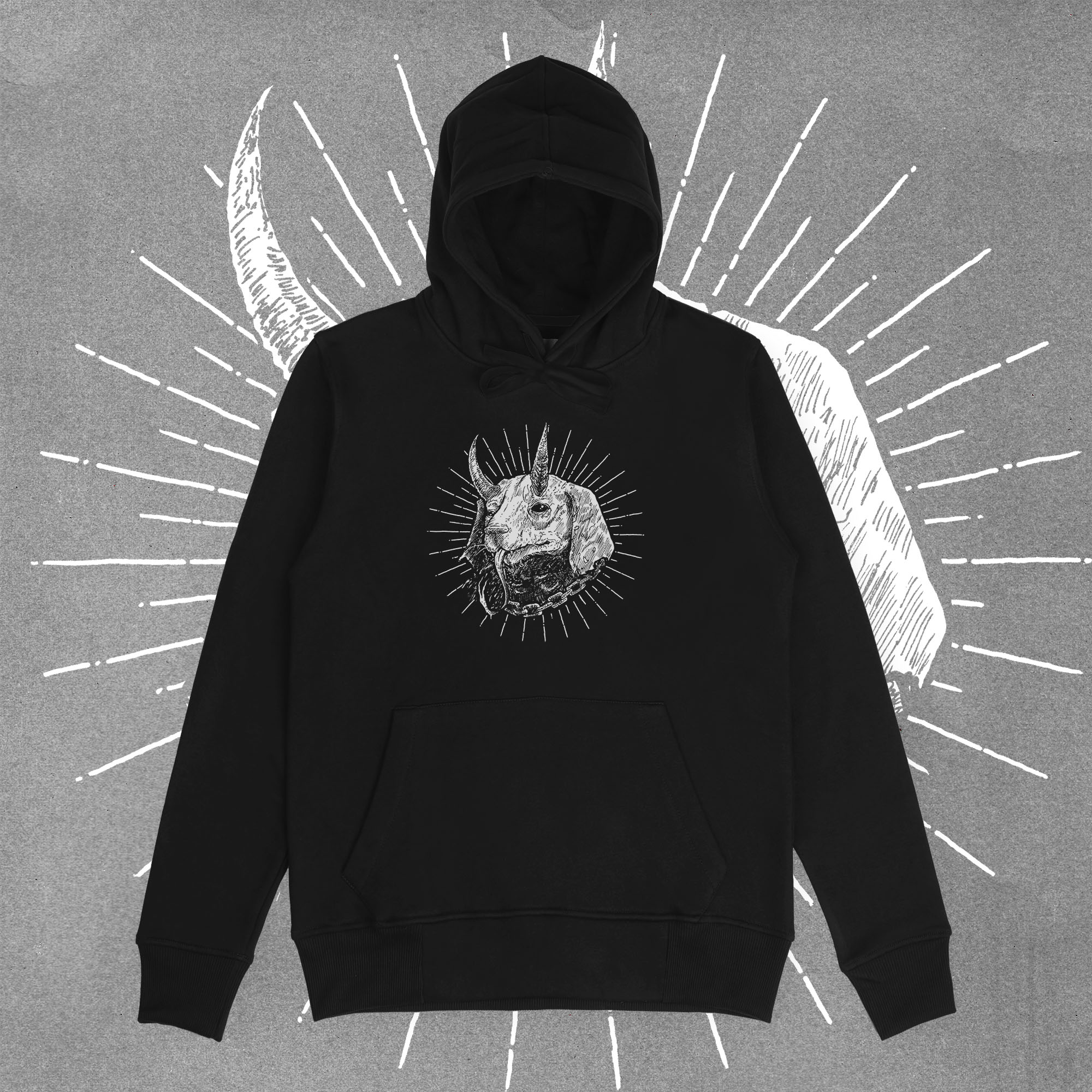 A hoodie with a design.
