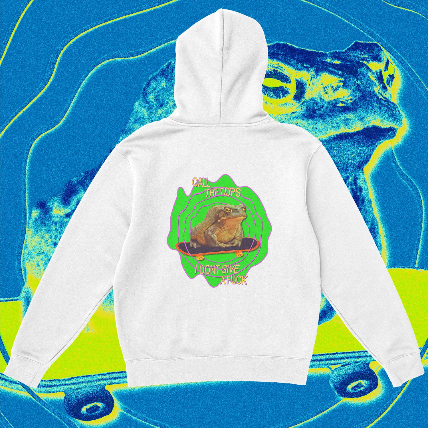 A hoodie with a design.