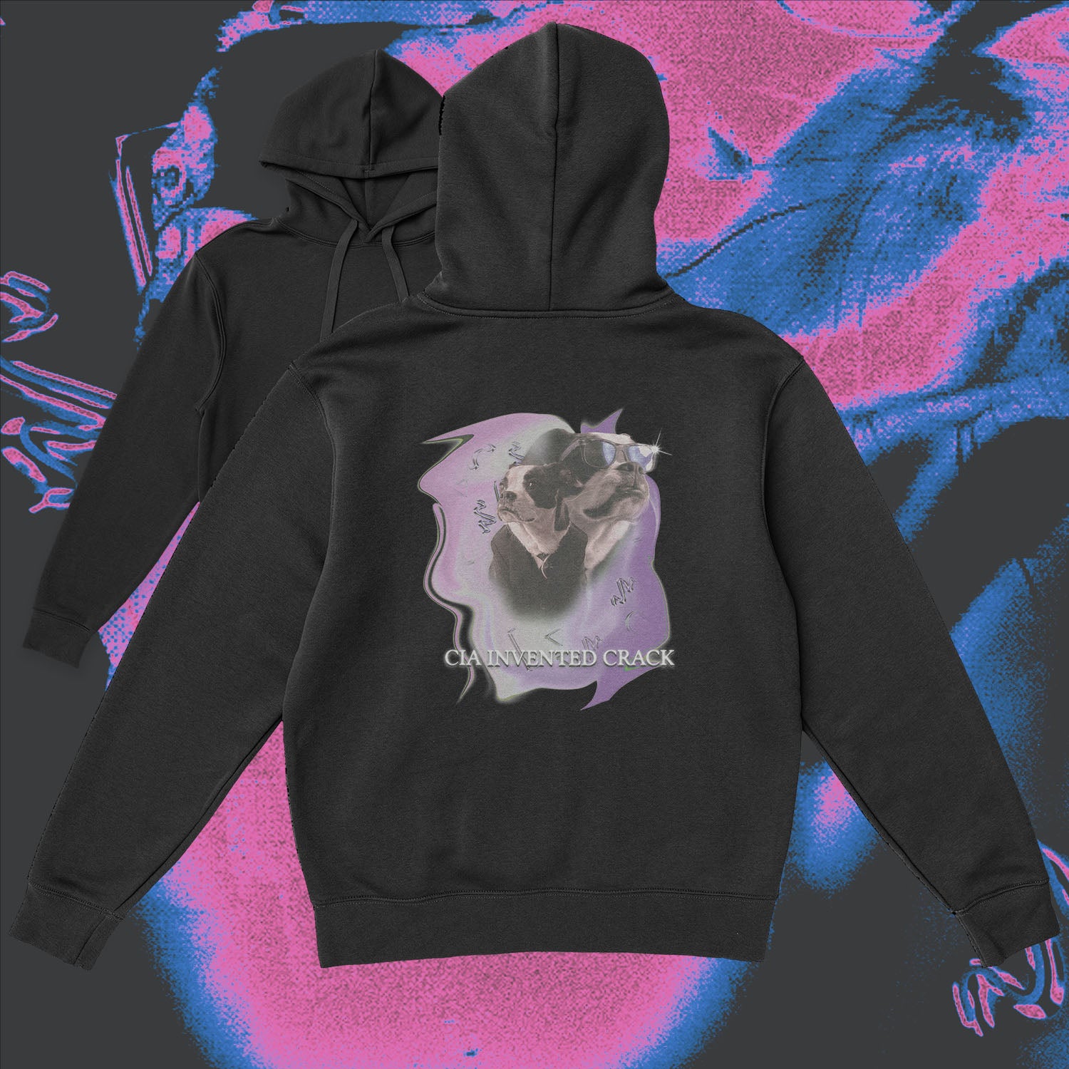 A hoodie with a design.