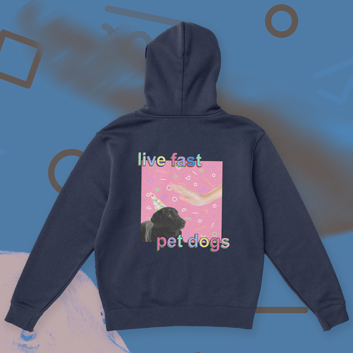 A hoodie with a design.