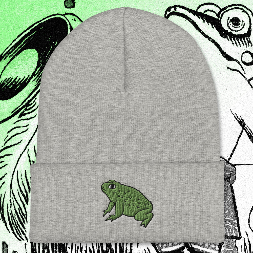 A hat with a design.