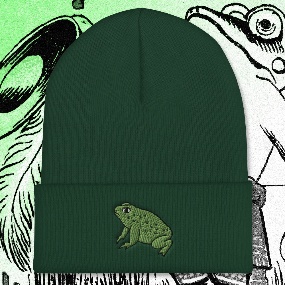 A hat with a design.