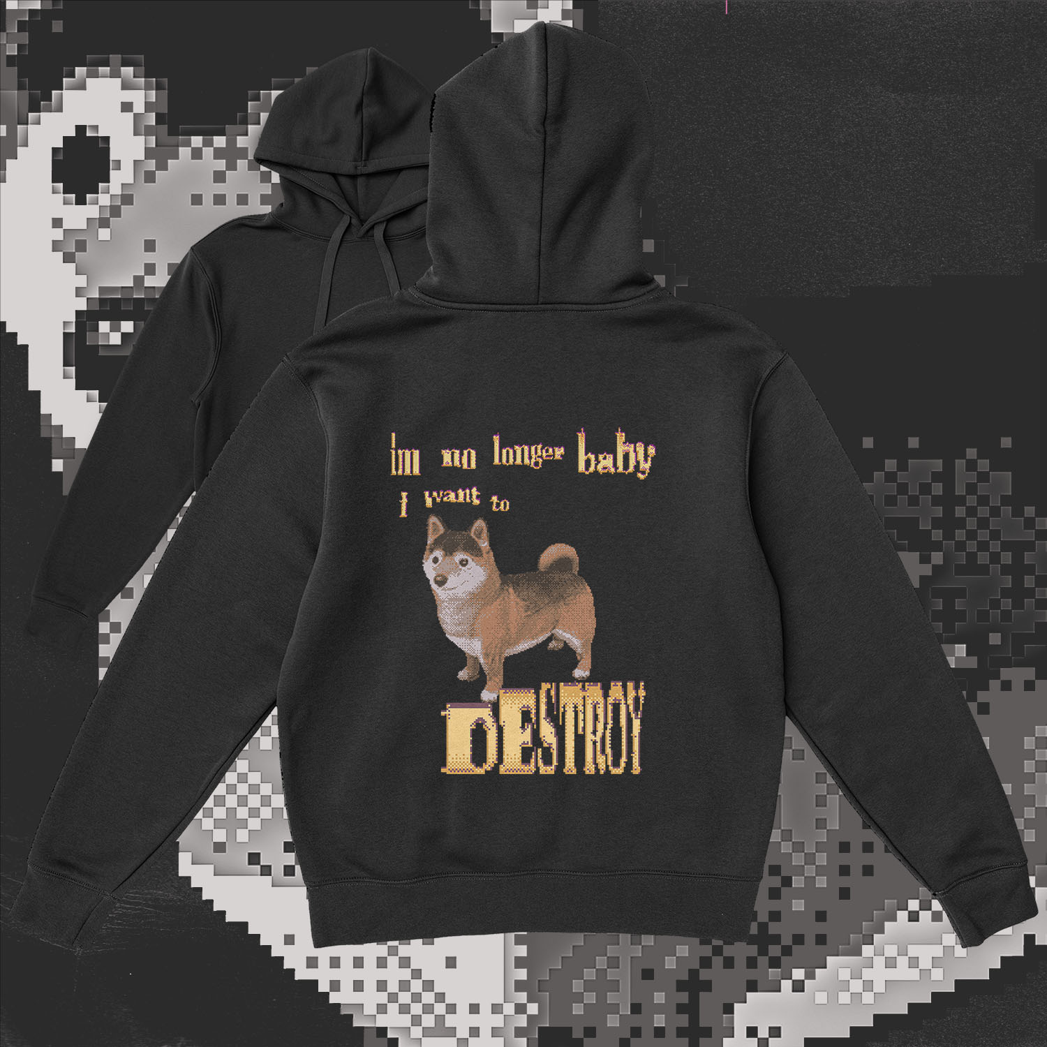A hoodie with a design.