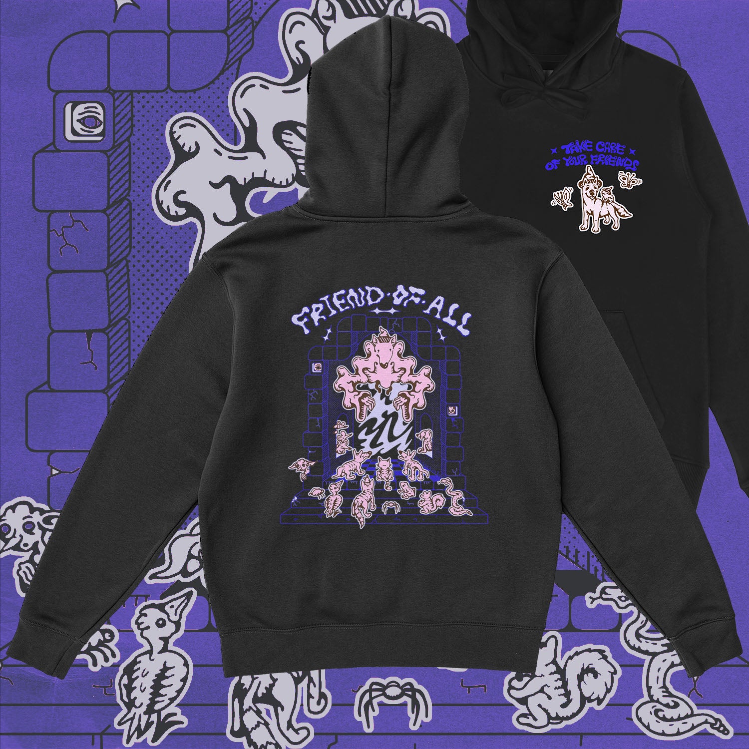 A hoodie with a design.