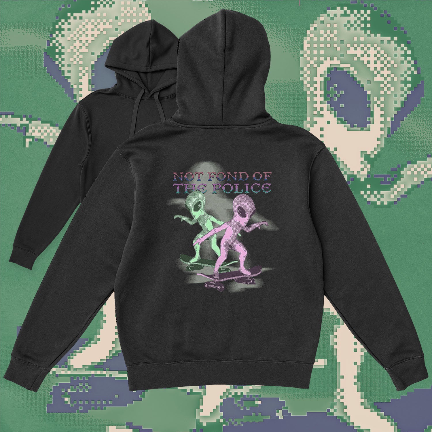 A hoodie with a design.